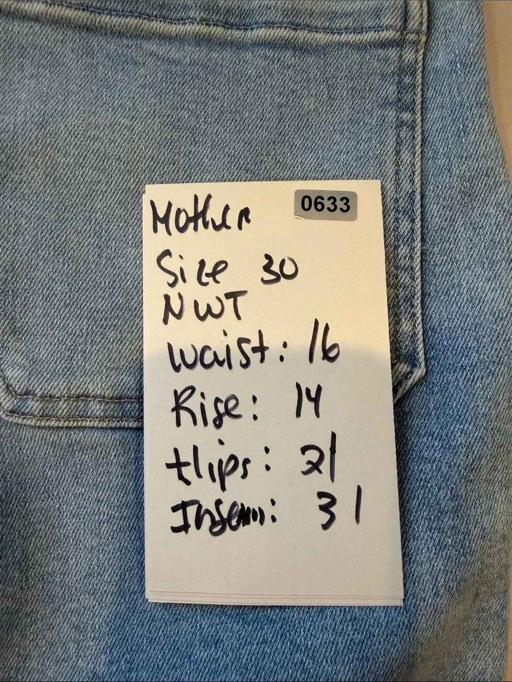 MOTHER Washed Light Blue Straight Jeans 30 NWT Double Pocket high waisted